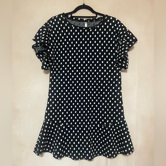 Anthropologie Uncle Frank polka dot drop waist flutter sleeve mini dress EUC - Picture 1 of 6